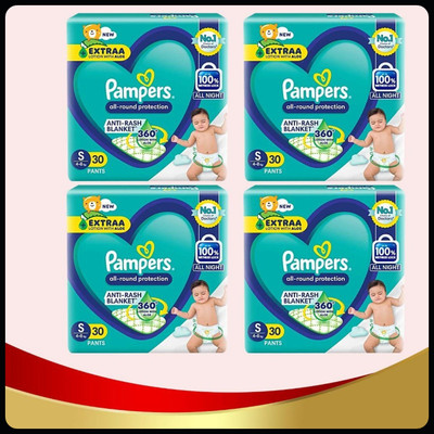 Pampers Baby Diapers-S Size(Pack of 4)-25N139 - S(120 Pieces)