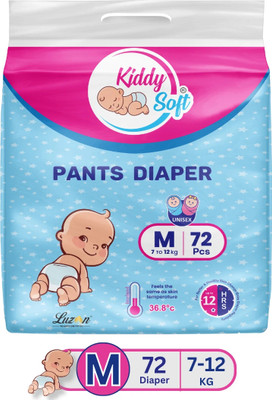 KiddySoft Baby Diaper Pants | Super Absorbent- Crisscross Top Layer | 7-12 KG | Pack of 1 - M(72 Pieces)