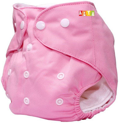 Alya Pack Of 1Premium Quality Adjustable All In One Waterproof Reusable Cloth Diaper Nappies Pocket Button Style (Without Insert) - M - L