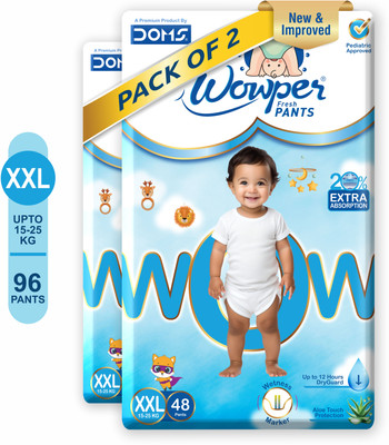 Wowper Fresh Baby Diapers Pants | Wetness Indicator | Upto 12 Hrs Absorption | 15-25 Kg - XXL(2 Pieces)