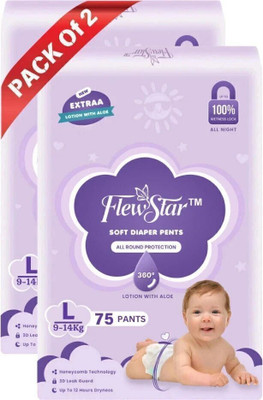Flewstar Baby Diapers,Anti Rash Blanket,Lotion with Aloe Vera Diapers,Cottony High Absorb - L(150 Pieces)