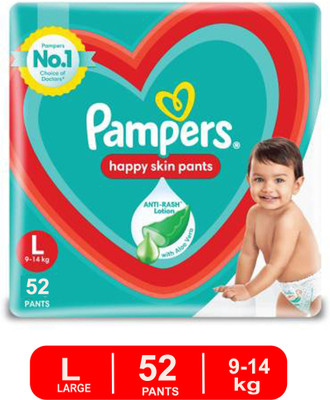 Pampers Happy Skin Diaper with Aloe-vera - L(52 Pieces)