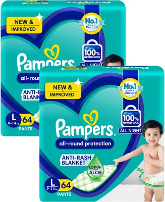Pampers Pant Style Diapers Large - 64 Pieces ( Pack of 2 ) - L(128 Pieces)
