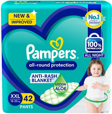 Pampers All Round Protection Diaper Pants, Anti Rash Blanket, - XXL(42 Pieces)
