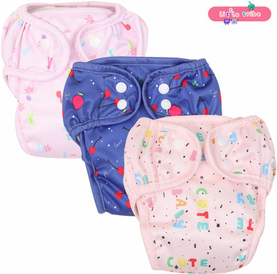 Little Tribe CHERRY, ALPHABETS & RINBOW PRINT Reusable Printed Fabric Diaper