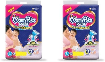 MamyPoko PANTS Extra Absorb - Large (40 pieces) - ( Pack of 2 ) - L(80 Pieces)