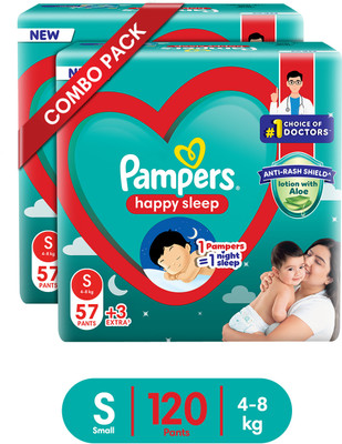 Pampers Happy Skin Pants Combo of 2 Pack - S(120 Pieces)