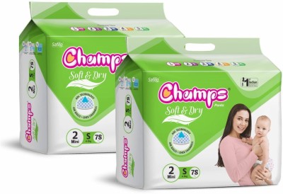 Champs Soft and Dry Baby Diaper Pants|Pack of 2 - S(156 Pieces)