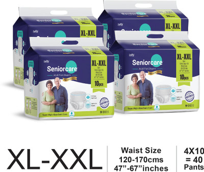 Seniorcare Adult Pull Up Diaper Pants(Waist Size (120-170 Cm | 47 -67 Inch) (10*4 Pcs) Adult Diapers - XL - XXL(40 Pieces)