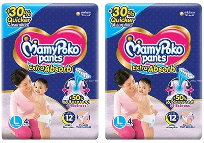 MamyPoko Pants Extra Absorb Large, 4+4 Pcs - L(8 Pieces)