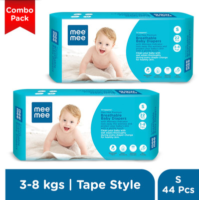 MeeMee Premium Breathable Baby Diaper pants with Wetness Indicator small size - S(44 Pieces)