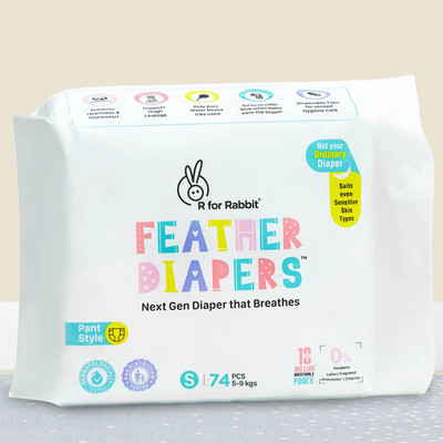 R for Rabbit Feather Diaper Pants Size S - Combo Pack of 74 - S(74 Pieces)