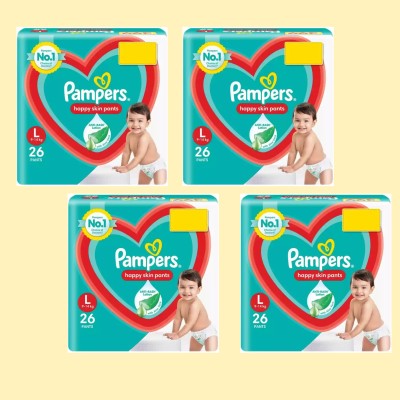 Pampers Baby Diapers, Large, 104 Count, Anti-Rash Aloe Care, Leak-Proof, 12H Absorb EC - L(104 Pieces)