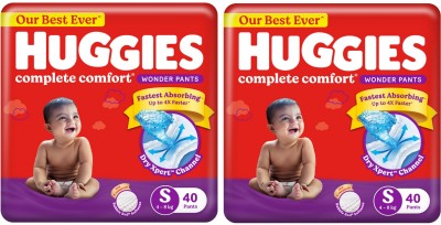 Huggies Wonder Pants Small (S) Size Baby Diaper Pants S-40 (PACK OF 2) - S(80 Pieces)