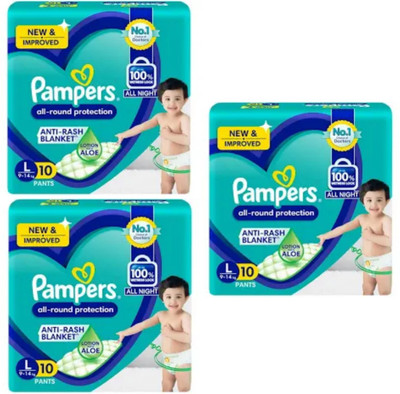 Pampers Baby dry diaper pants Large L 10+10+10 pack of 3 - L