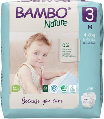 Bambo Nature Eco-friendly Tape Diapers with Wetness Indicator - M(28 Pieces)