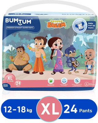 BUMTUM Chota Bheem Baby Diaper Pants with Leakage Protection -12 to 17 Kg Pack of 1) - XL(24 Pieces)