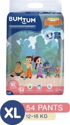 BUMTUM Chhota Bheem Premium Baby Pull-Up Diaper Pants with Aloe Vera,Wetness Indicator and 12 Hours Absorption - Extra Large - XL(54 Pieces)