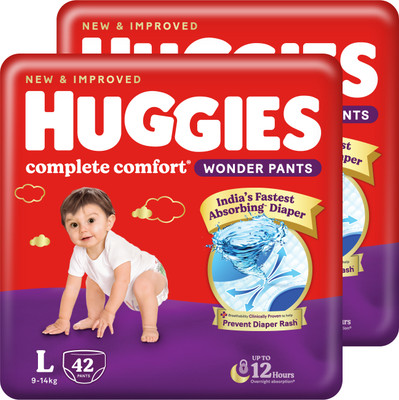Huggies Complete Comfort Wonder Pants, India's Fastest Absorbing Diaper | - L(84 Pieces)