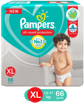 Pampers All Round Protection Happy Skin Pants, With Anti Rash Lotion - XL(66 Pieces)