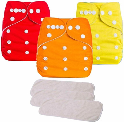 ocean count Kids Combo of Quirk Reusable Baby Washable Cloth Diaper Nappies with Multi Layered Micro- Fibre Baby Insert - M - L(6 Pieces)