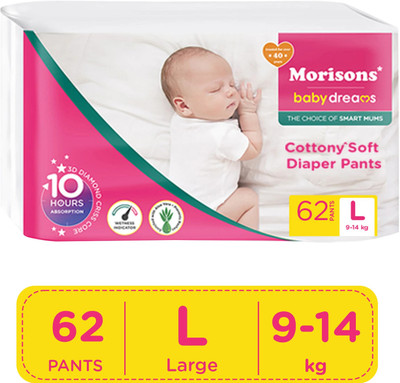 Morisons Baby Dreams Cottony Soft Diaper Pants - Large - L(62 Pieces)