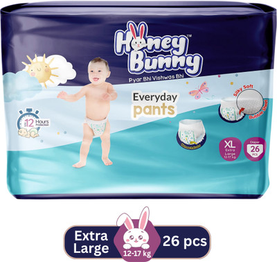 HONEY BUNNY Baby Diaper Pants with bubble top sheet| Extra Soft | 12 Hour protection - XL - XL(26 Pieces)