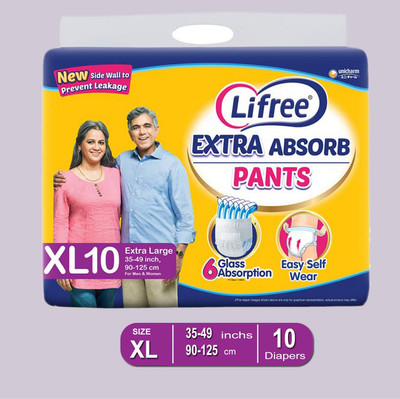 LIFREE Extra Absorb Pants For Men and Women Adult Diapers - XL(10 Pieces)