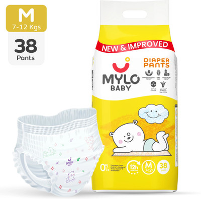 MYLO Baby Diaper Pants | Super Absorbent with Aloe Vera | Leak Proof | Anti Rash - M(38 Pieces)