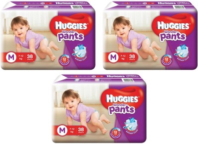 Huggies WONDER BABY PANTS,SIZE MEDIUM, 38 PCS PACK, COMBO OF 3 PACKS - M(114 Pieces)