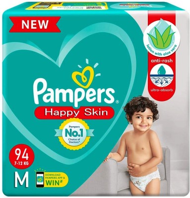 Pampers Happy Skin care Value Pack 94 - M(94 Pieces)