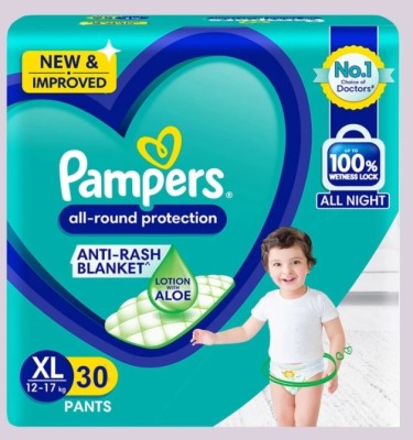 Pampers Daiper happy skin pants with Anti Rash lotion XL -30 size - XL(30 Pieces)