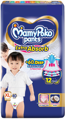 MamyPoko Pants Extra Absorb Baby Diapers,12-17 kg - XL(40 Pieces)