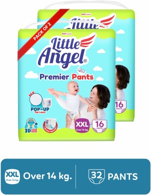 Little Angel Premier Diaper Pants with 12 hrs absorption 16 Count/Pack,Pack of 2,above 14Kgs - XXL(32 Pieces)