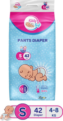 KiddySoft Baby Diaper Pants | Super Absorbent- Crisscross Top Layer | 4-8 KG | Pack of 1 - S(42 Pieces)