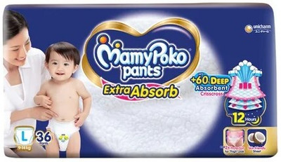 MamyPoko Pants Extra Absorb Large Diapers - L(36 Pieces)