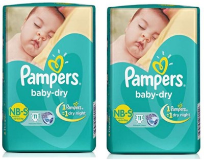 Pampers DIAPERS BABY DRY NBS 11+11 PACK OF 2 - New Born(22 Pieces)