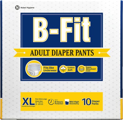 B-FIT Pant Style Unisex, Leakproof, Elastic Waist and Wetness Indicator Adult Diapers - XL(10 Pieces)