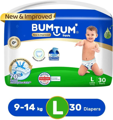BUMTUM Baby Diaper Pants Double Layer Leakage Protection high Absorb Technology - L(30 Pieces)