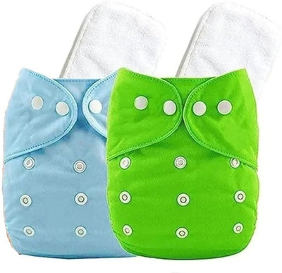 VINMOT Reusable Washable Cloth Diaper & White Insert Pads for Babies 2 Pc-Multicolor