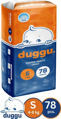 Duggu Soft Baby Diaper Pants | 4-8 kg | Up to 10 Hours Absorption | Pack of 1 - S(78 Pieces)