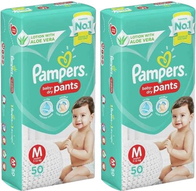 Pampers BABY DRY PANTS, SIZE M, 50 PCS PACK, COMBO OF 2 - M(100 Pieces)