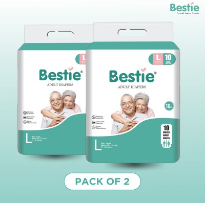 Bestie Adult Diapers Pant Style Adult Diapers -(10 Pieces,Pack of 2) Adult Diapers - L(10 Pieces)