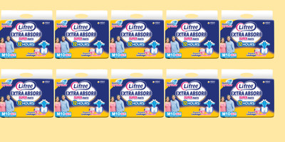 LIFREE Extra Absorb adult diaper pants, M, 100 Pcs (10x10), 12-Hr, Quick Dry, Adult Diapers - M(100 Pieces)