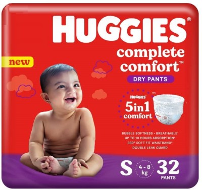 Huggies Complete Comfort Dry Pants with 5 in 1 Comfort - S 32 (32 Pieces) - S(32 Pieces)