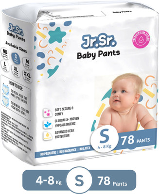 Jr. Sr. Baby Diaper Pants with Advanced Leak Protection | Soft & Comfortable | Pack of 1 - S(78 Pieces)