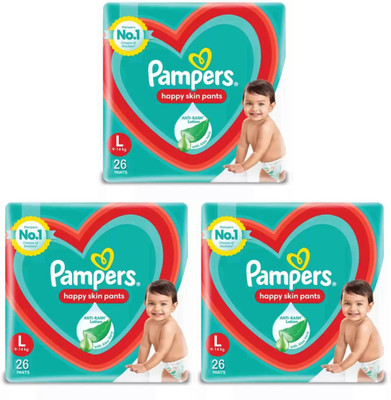 Pampers Anti rash lotion with Aloe vera baby Large size diaper pants combo(Pack of 3) - L(78 Pieces)