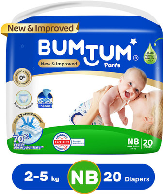 BUMTUM Baby Diaper Pants Double Layer Leakage Protection high Absorb Technology - New Born(20 Pieces)