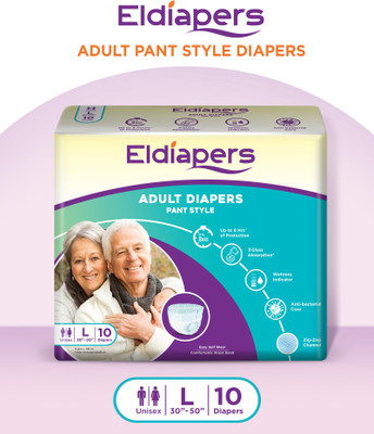Eldiapers Pant Style Pull-Up Diapers Large - 10 Pieces Adult Diapers - L(10 Pieces)