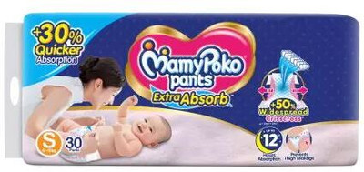 MamyPoko Pants Extra Absorb Diaper Pants Small - 30 Diapers - S(30 Pieces)